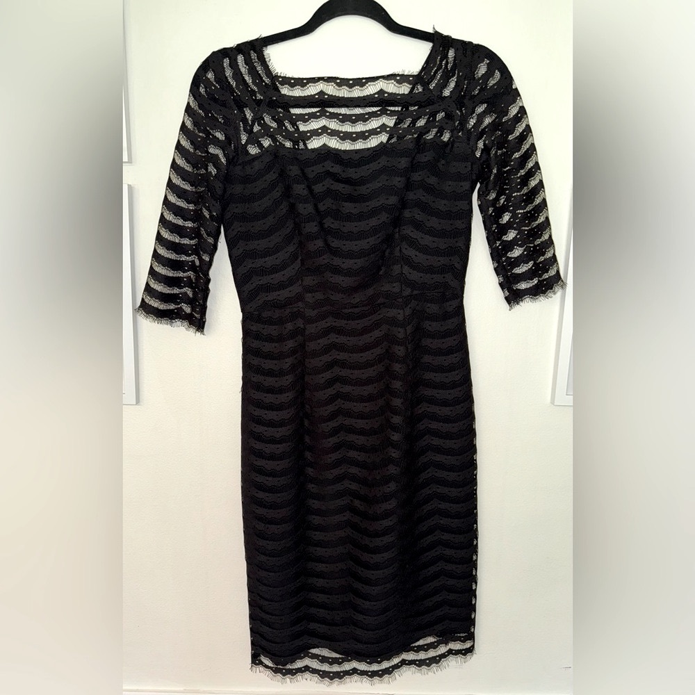 Milly Of New York Womens Black Lace Dress 100% Silk Lining Made in USA Size 2